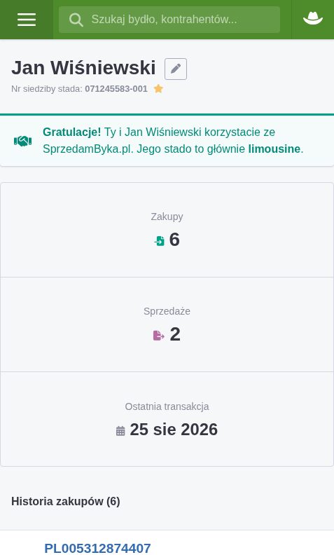 Karta kontrahenta: liczba zakupów, sprzedaży i data ostatniej transakcji