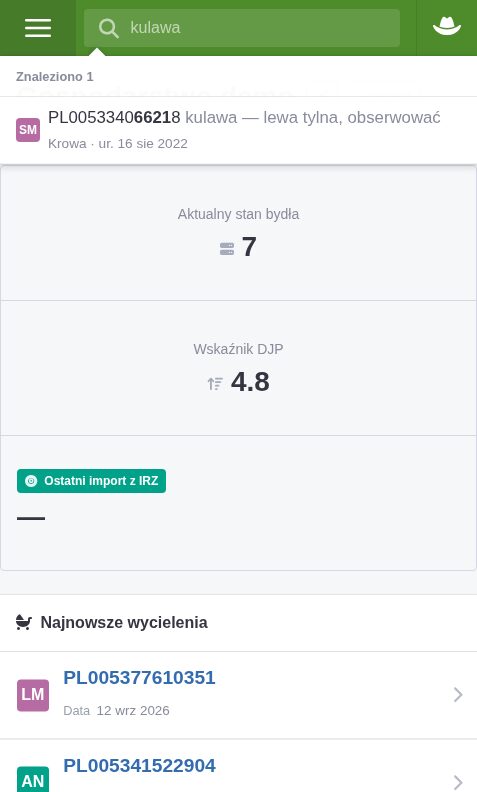 Wyszukiwanie po słowie „kulawa” znajduje sztukę z takim opisem